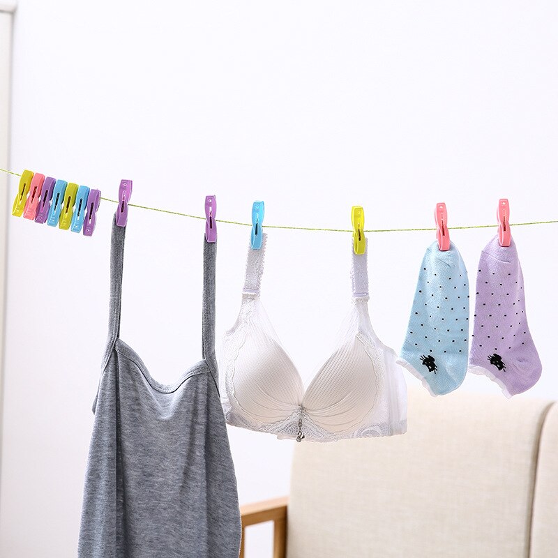 Épingles à linge en plastique multicolores, 20 pièces, épingle à linge résistante, coupe-vent, pince à vêtements en plastique, sous-vêtements chaussettes