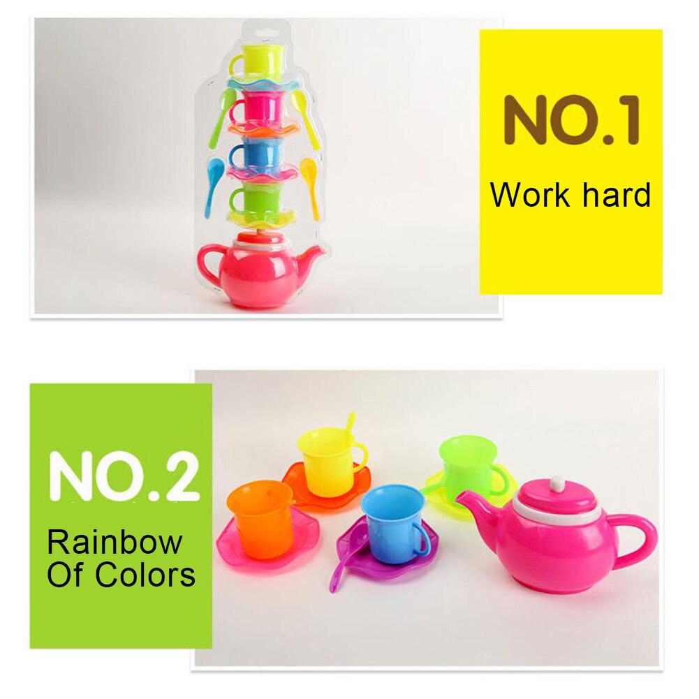 13Pcs Simulation Kid Tea Party Kettle Cup Saucer Spoon Pretend Play Kitchen Toy