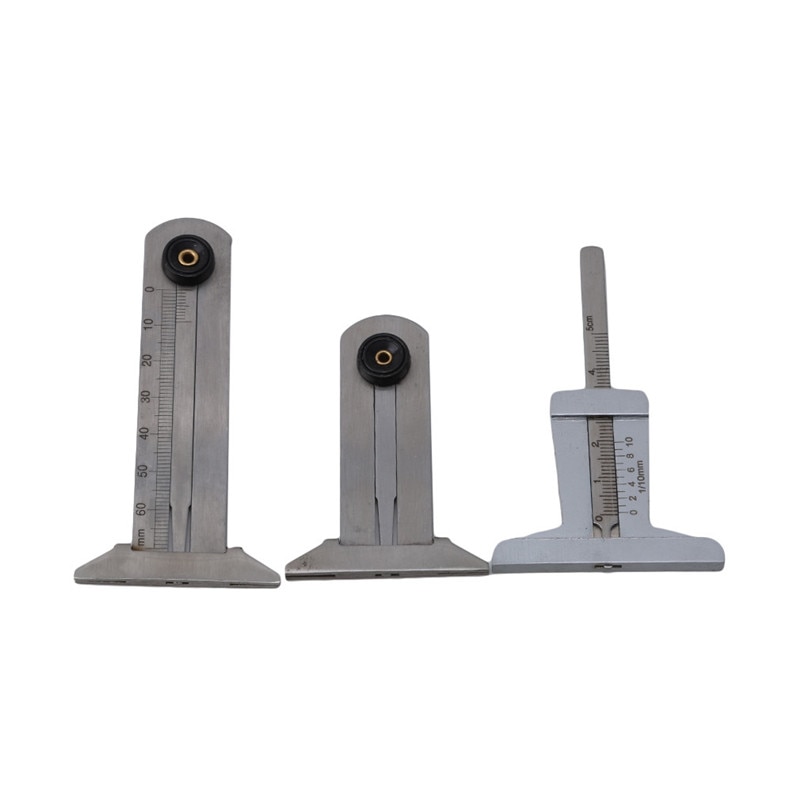 Patrón de neumático de Metal, calibrador de profundidad de ranura Vernier, herramienta de medición, patrón de neumático, regla de seguridad de 30mm 50mm 60mm
