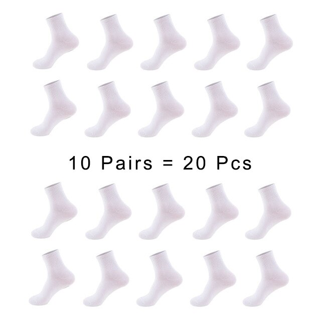 Strumpor herr bomull vit svart vårvinter enfärgad besättningsstrumpor herrsockor som andas paket 1 ser meias 10 par 20 st 1 lot sox: A