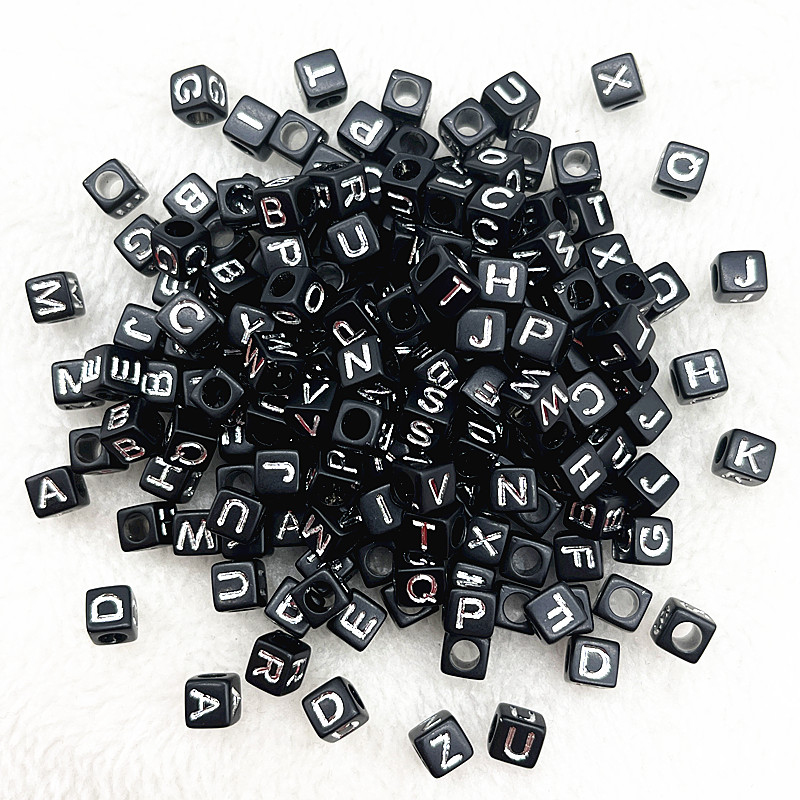 100 Uds 7x4mm 6x6mm cuentas de letras del alfabeto mezcladas cuentas para hacer joyería Diy accesorios de pulseras hechas a mano