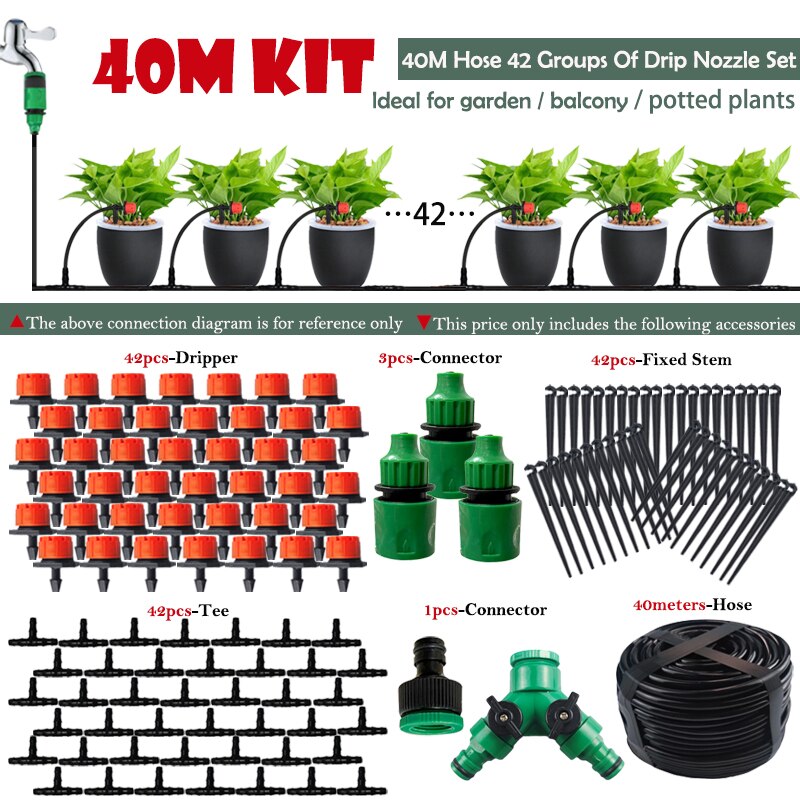 Red Drip Irrigation Kit Garden Watering Irrigation System For Garden Greenhouse Lawn And Hanging Baskets