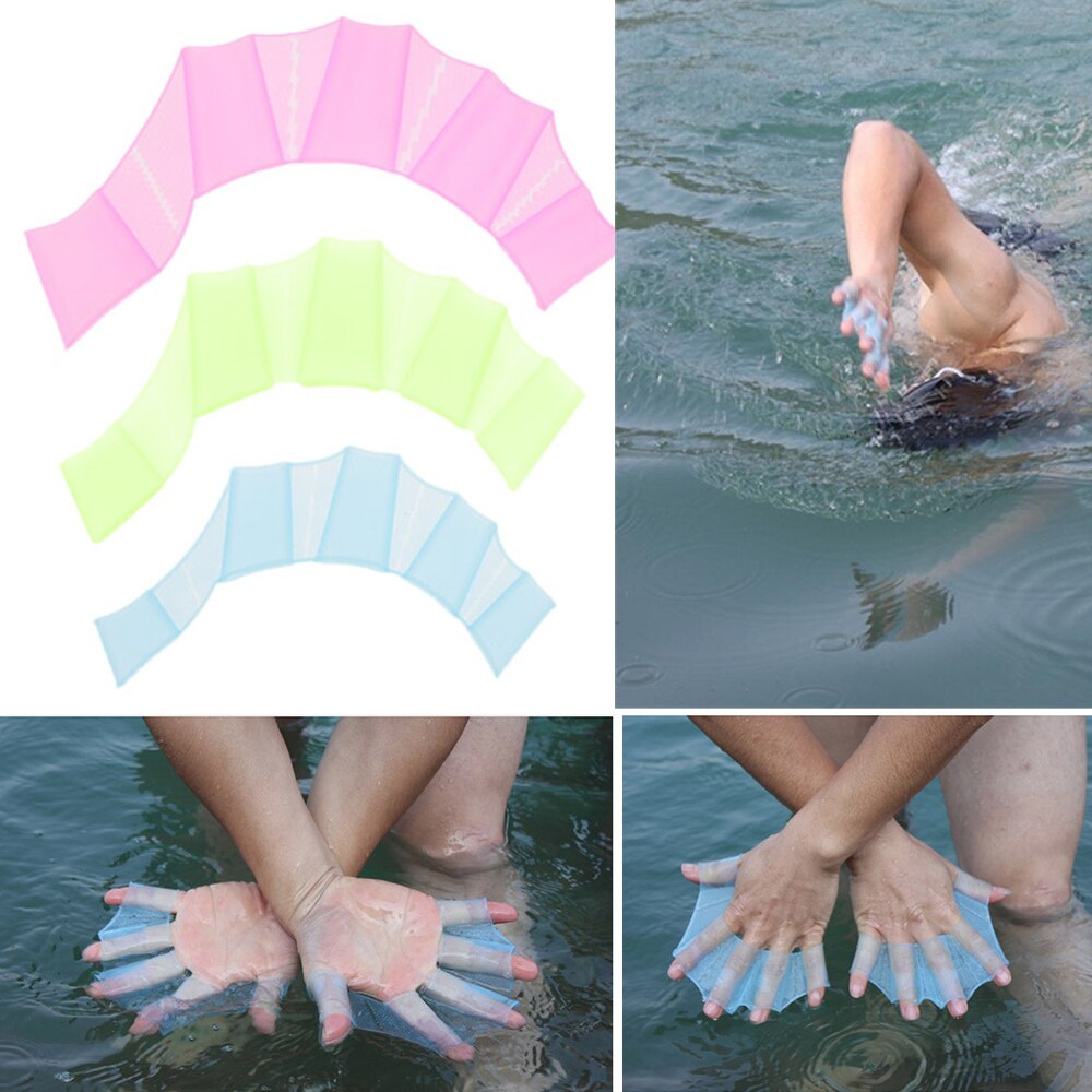 1Pair Unisex Type Hand Swimming Fins Silicone Half Finger Hand Children Swimming Training Fins Flippers