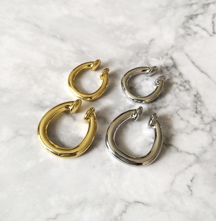 Hiphop punk metal ear cuff örhängen utan piercing inga öron hål öron cuff silver färg rund c clip on örhängen kroppssmycken
