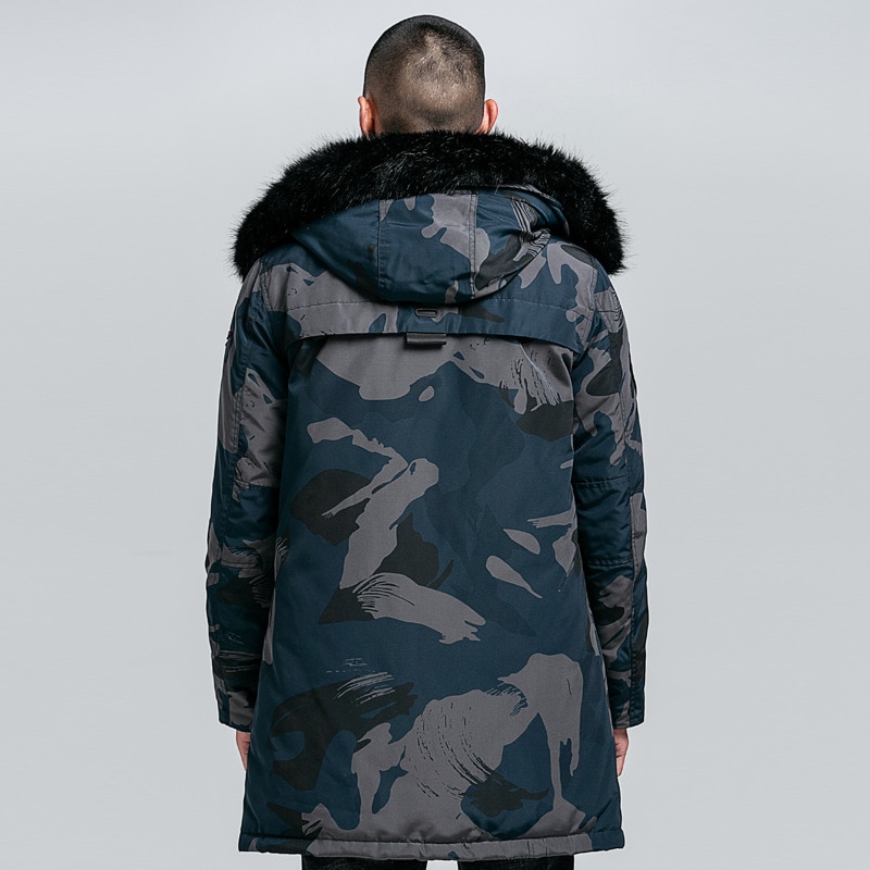 Bolubao mærke mænd vinter camouflage jakke frakker mænd afslappet tykke parka mænds lange sektion varme parkaer