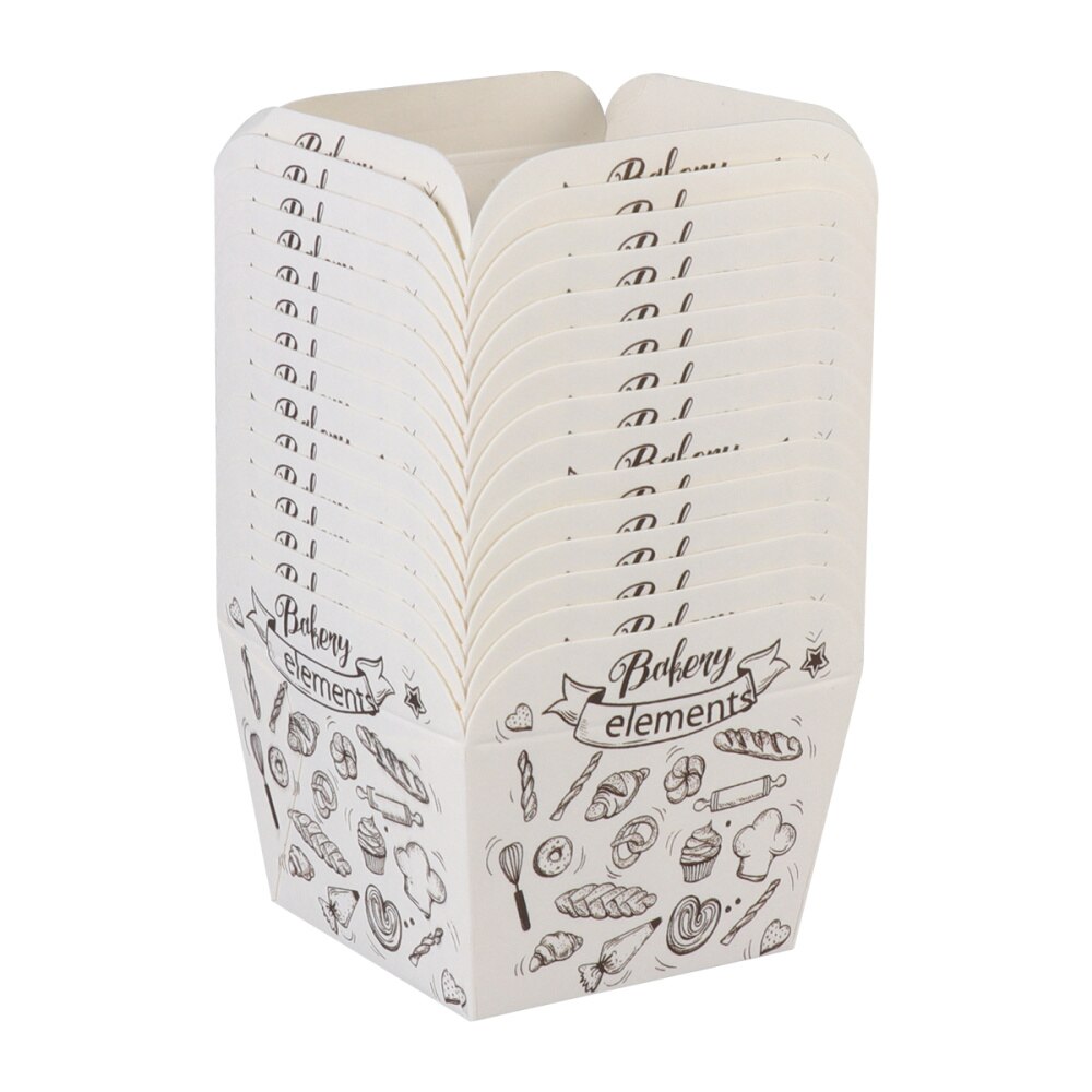 100pcs Paper Cupcake Cups Square Disposable Cake Cup Heat-resistant Dessert Bowls Mini Cake Box Party Supplies (Blue Dot): White Coffee