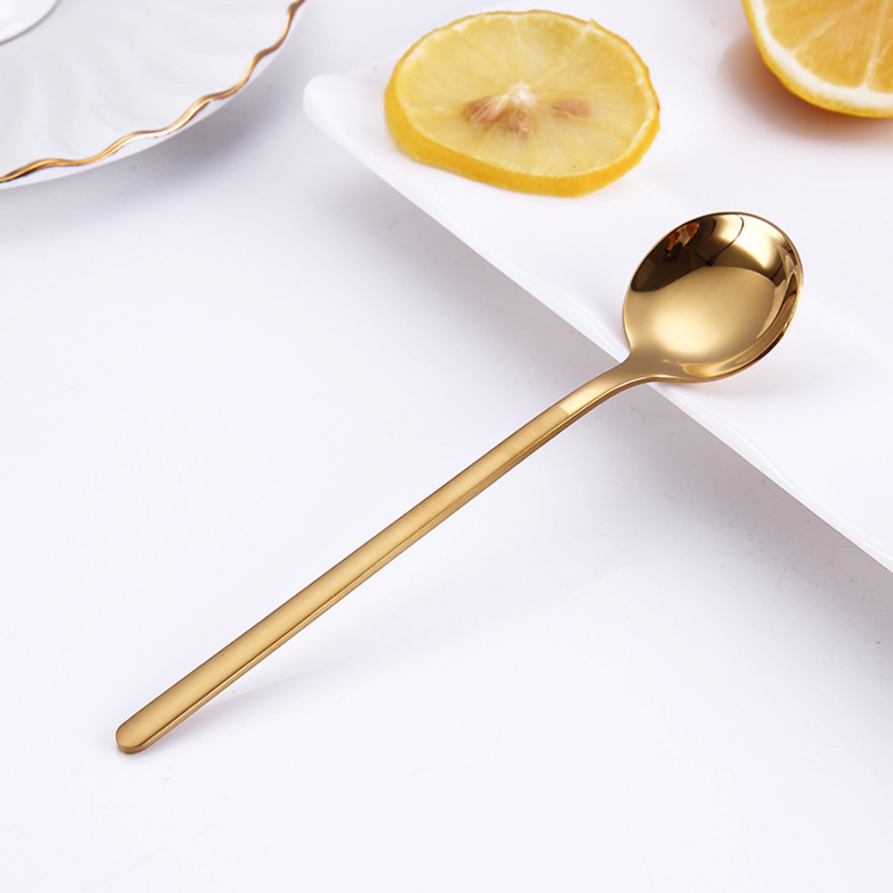 nouvelle cuillère colorée forme ronde café cuillère crème glacée cuillères à café Scoop vaisselle couverts café boire cuisine outils: golden