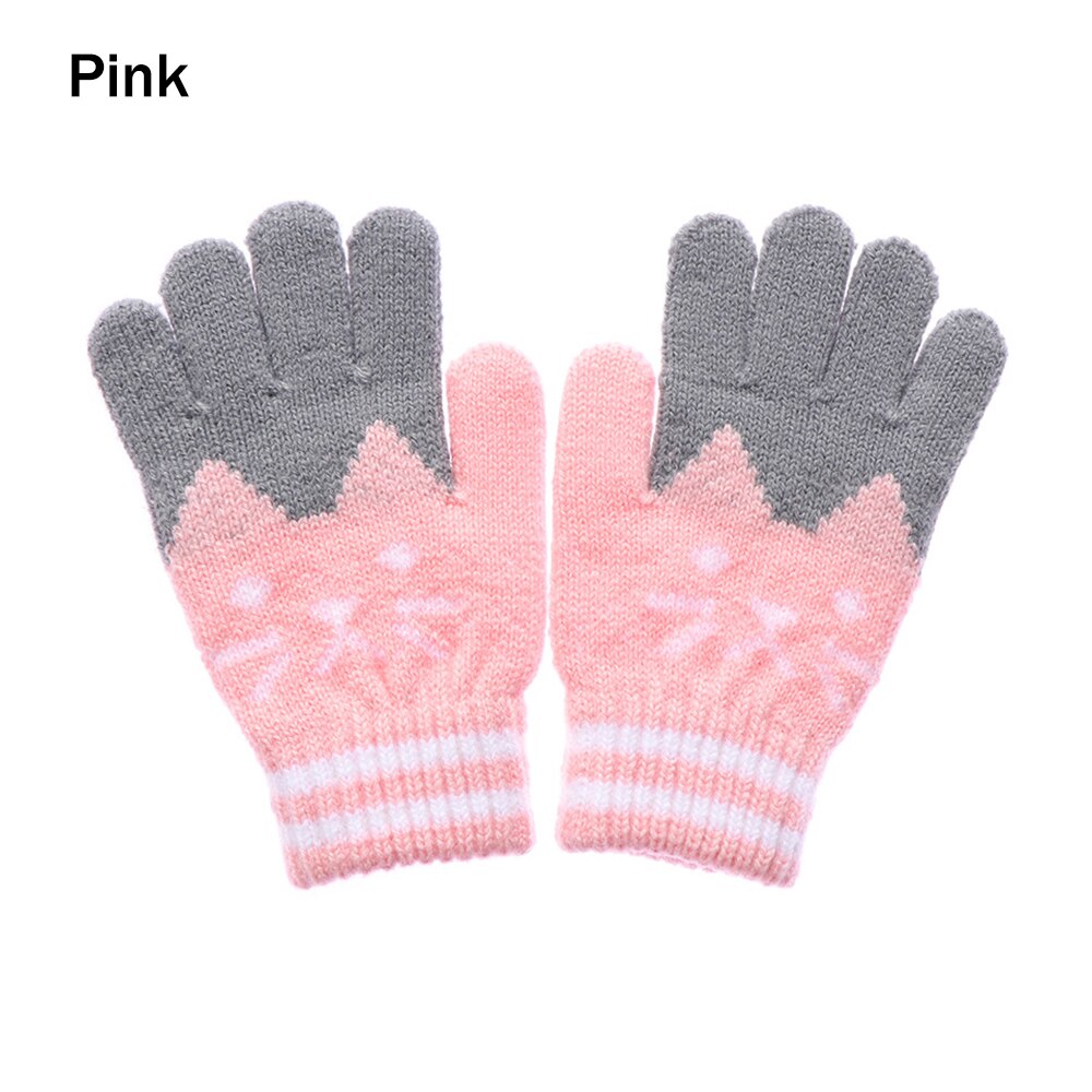 4-10Years Baby Handschoenen Zachte Cartoons Leuke Kat Wanten Peuter Meisjes Kids Winter Jongens Warme Dikke Gebreide Handschoenen Kinderen Accessoires: Pink