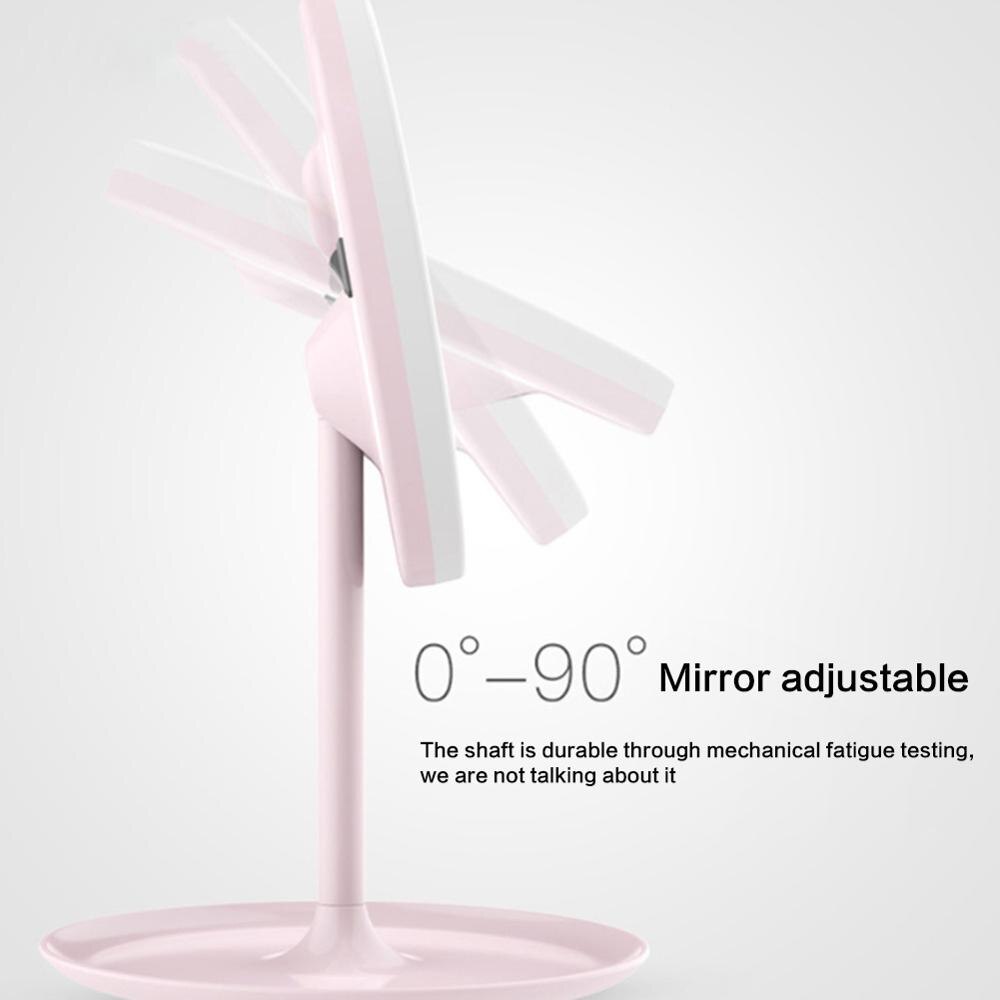 LED Makeup Mirrors with Ring Light HD Vanity Mirrors Smart Touch Control Illuminated Stand Up Desk Table Mirror USB Charge