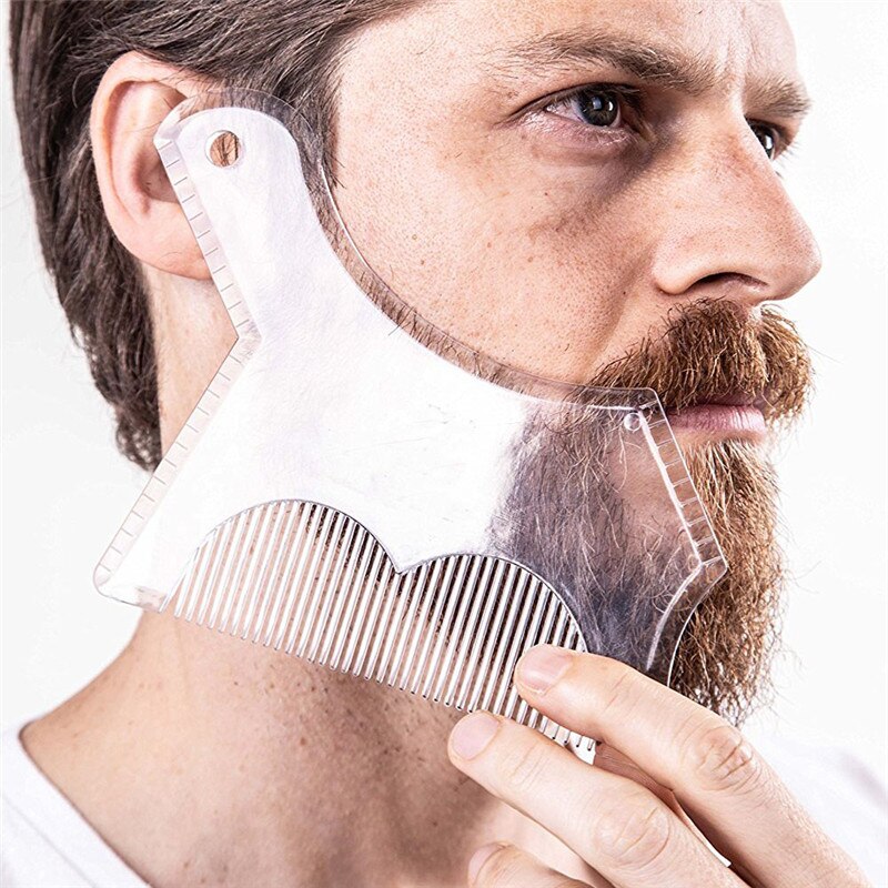 1pc menn skjegg forming styling mal kam gjennomsiktig #39 skjegg kammer skjønnhetsverktøy for hår skjegg trim maler frisyrer