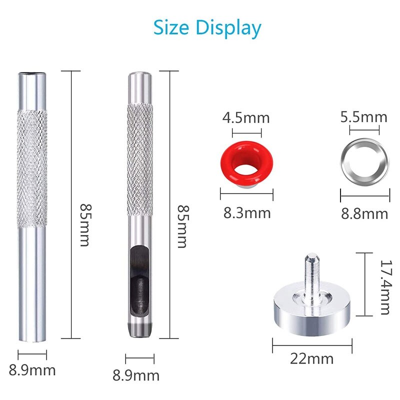 480 zestawów zestaw przelotki 3/16 Cal wielobarwne narzędzie robić ustawiania przelotki metalowe oczka zestaw robić torby ubrania robić butów DIY projekty