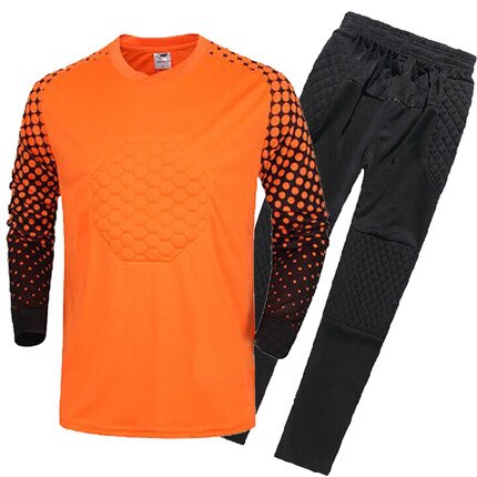 The Latest Long Sleeve Goalkeeper Shirts Child Goalkeeper Suits Breathable Soccer Kids Soccer Sets Sport Training Suit: Orange / L