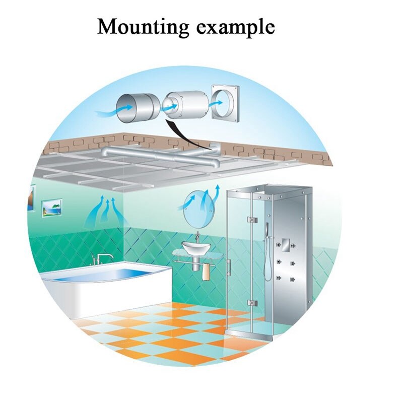 4 Inch Duct Fan Air Ventilator Metal Duct Ventilation Exhaust Fan Mini Extractor Bathroom Toilet Wall Mounted Fan Duct Fan C