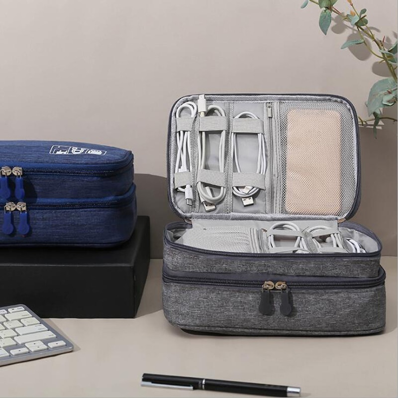 Datakabel lagringsveske bærbar digital usb gadget organizer lader ledninger kosmetisk glidelås lagring vanntett organizer case