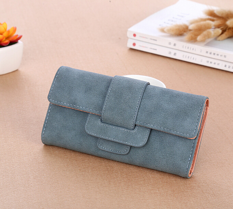 Women Pu Leather Wallets Long Hasp Purses Multifunction Large Capacity Purse Female Card Holders Portable Clutch For Girls: Blue