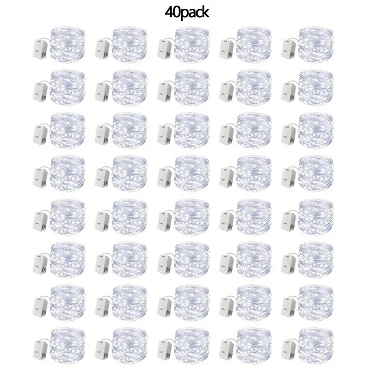 Cadena de luces LED con batería, alambre de cobre impermeable, luces de cielo estrellado, utilizado para decoración de fiestas y Ramos, 6,6 pies, 20 LED, 4/10/40: Blanco / 0,5 W