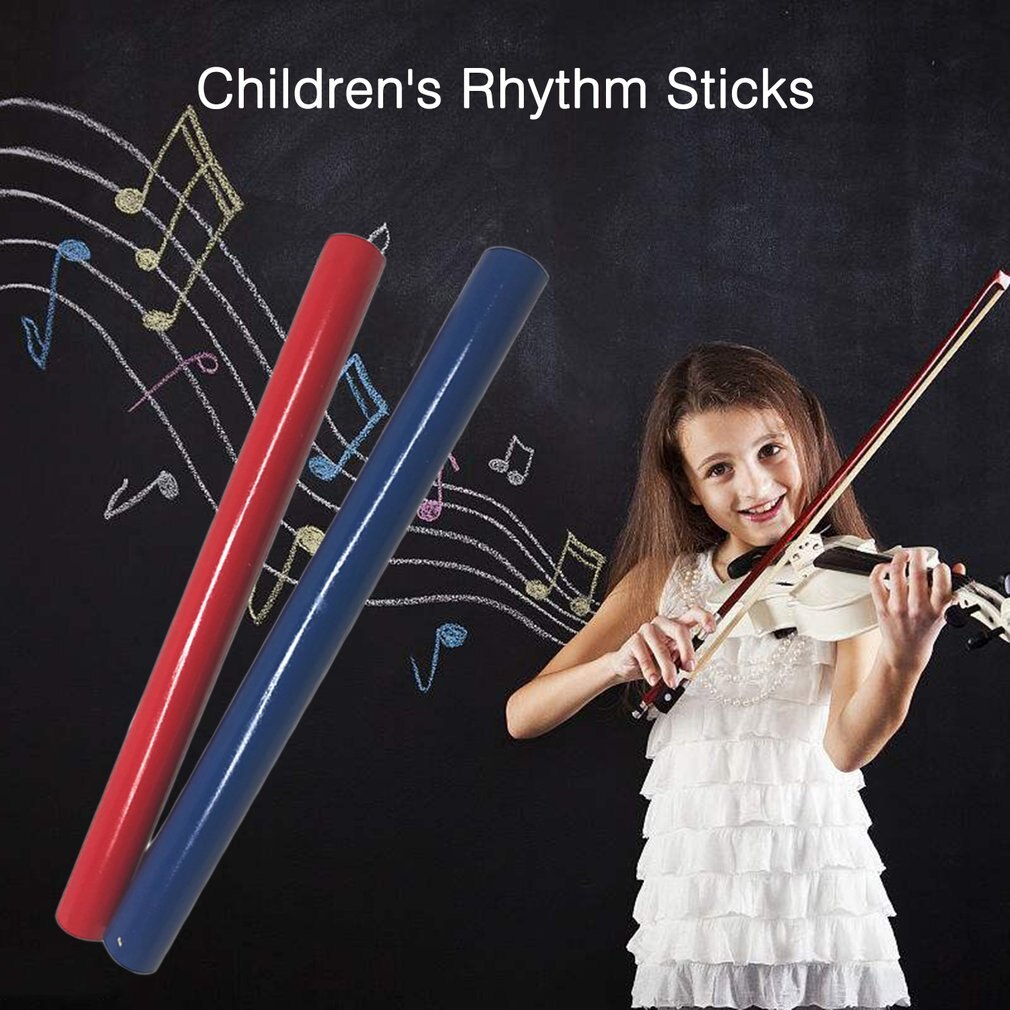 Orff verden træ percussion instrument håndtag til børn børn tidlig uddannelse rød & blå par rytme pinde musikalsk legetøj