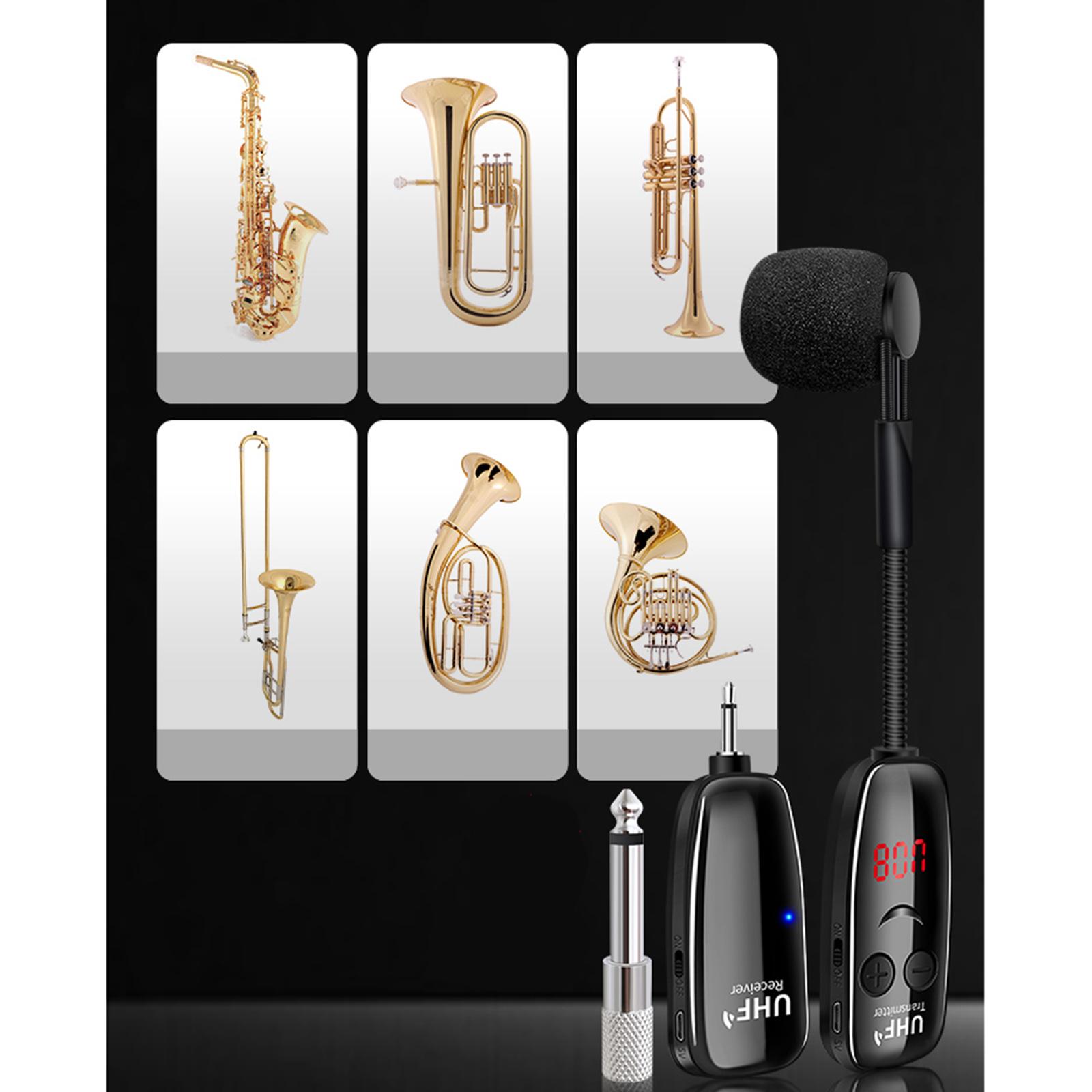 Uhf Draadloze Instrumenten Saxofoon Microfoon Draadloze Ontvanger Zender 50M Bereik Plug En Spelen Geweldig Voor Speaker Muzikale