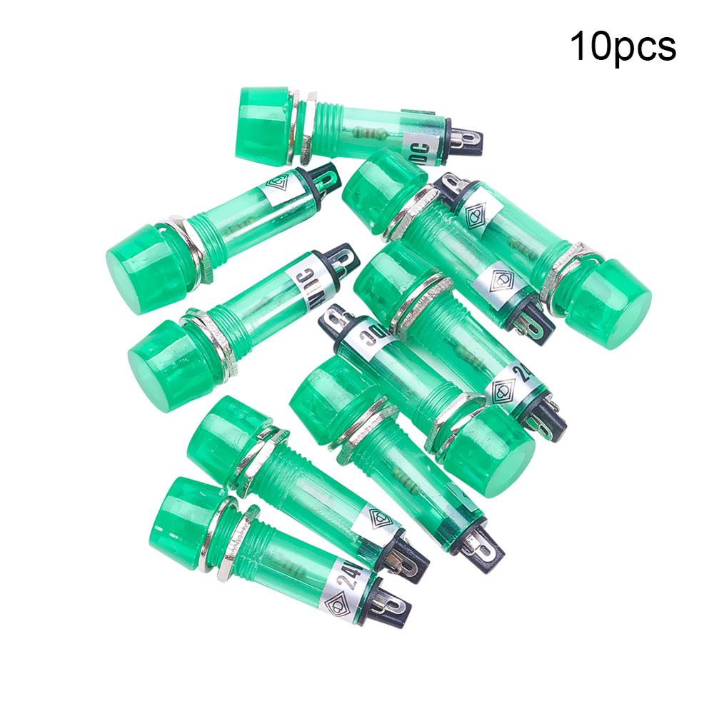 8-15Pcs XD10-3 LED Plastic Indicator Waterproof Signal Power 24V Red/Yellow/Green Lights Round Head Button Indicator