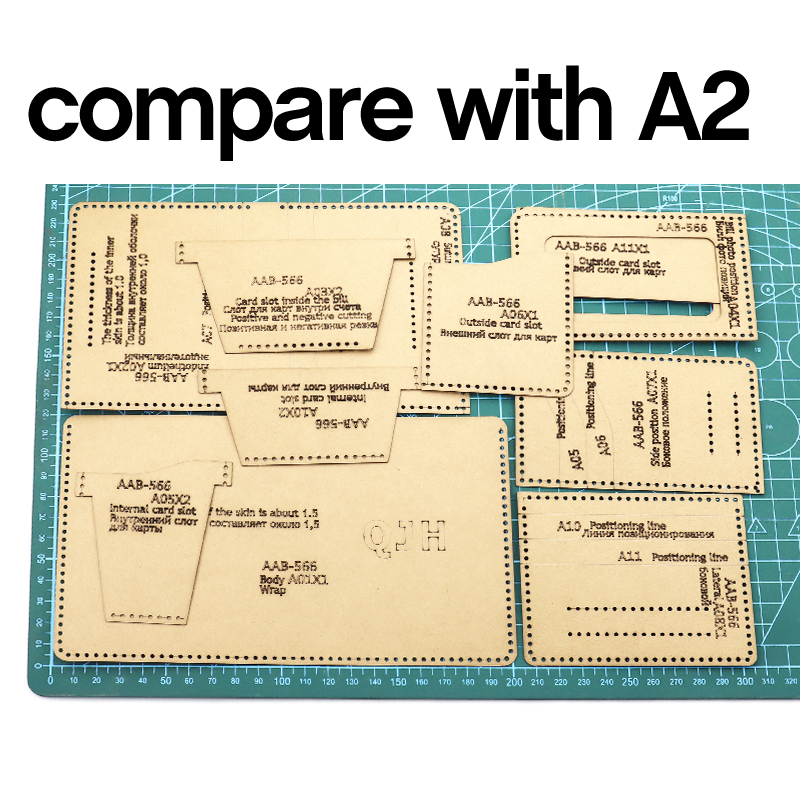 Leather Craft Personality Men's tri-fold Short Wallet Vintage Wallet Sewing Pattern DIY Kraft Paper Template 10*12cm