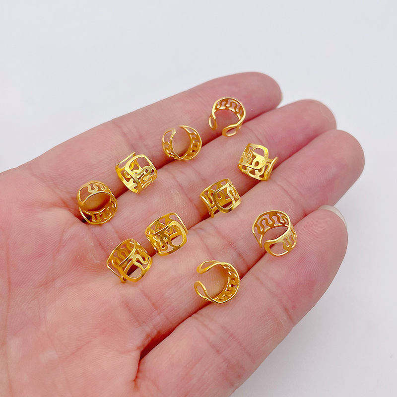 10 unids/lote 6x9mm cuentas doradas y plateadas, cuentas ajustables para trenzas de pelo, anillos trenzados para el cabello, Clips para puños, tubos, herramienta de estilismo de joyería