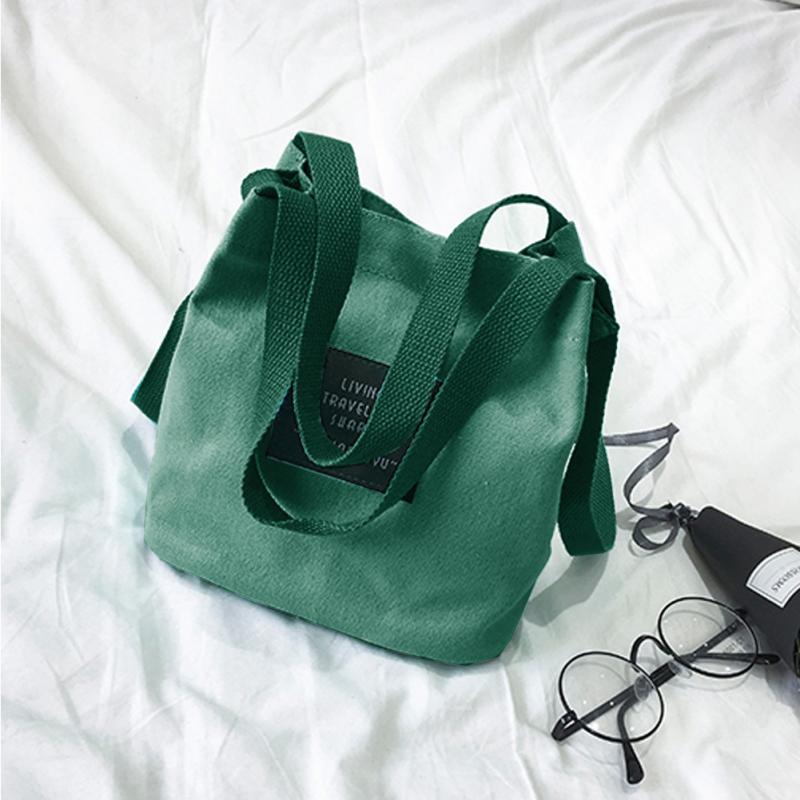 Women Canvas Messenger Bag Mini Single Shoulder Bag Crossbody Women Chlidren School Bag Female Shopping Travel bags: Dark green