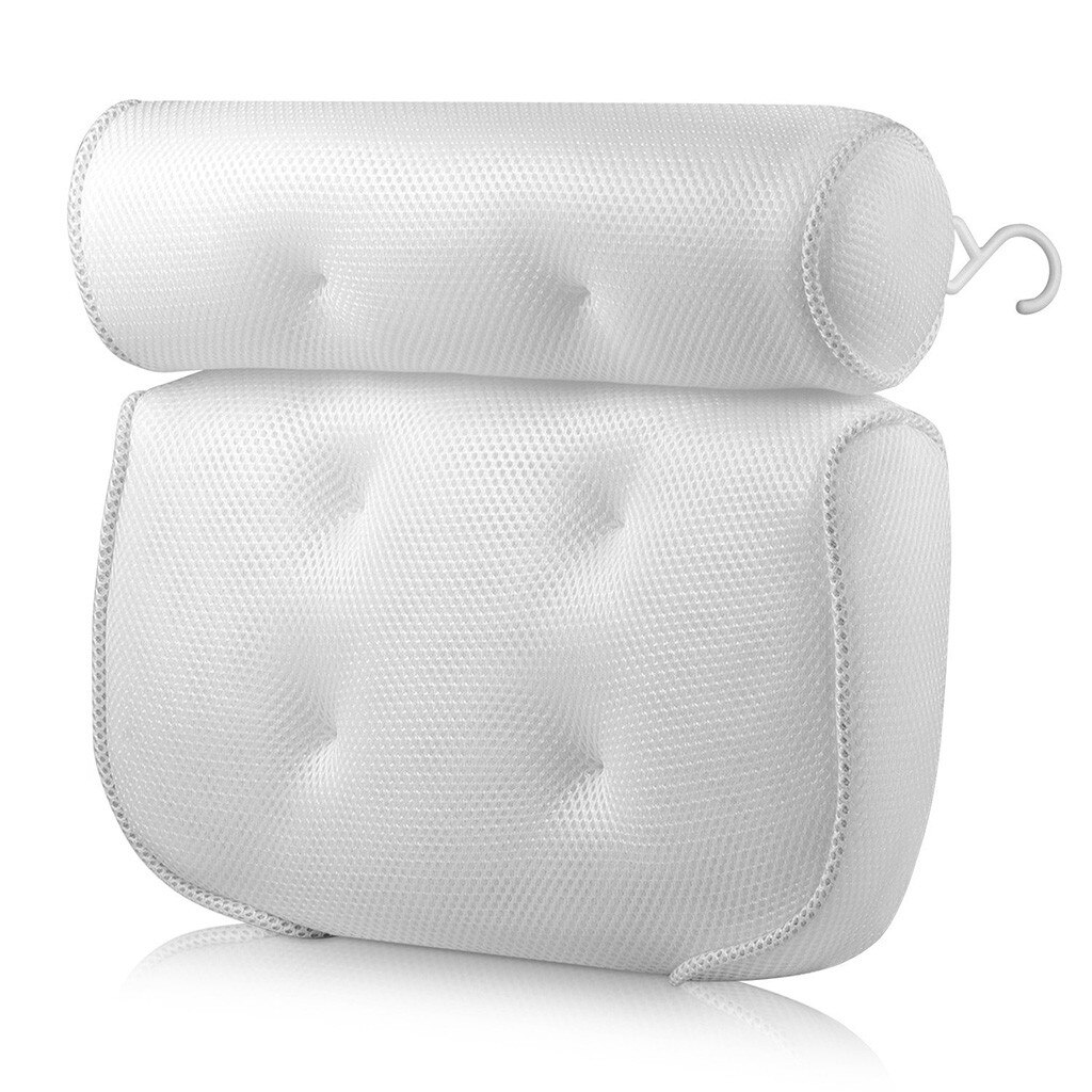 Wit Bad Kussen Thuis Spa Massage Kussen Neck & Back Rest Met Zuignap Kussen Neck & Back Rest met Zuignap Qe