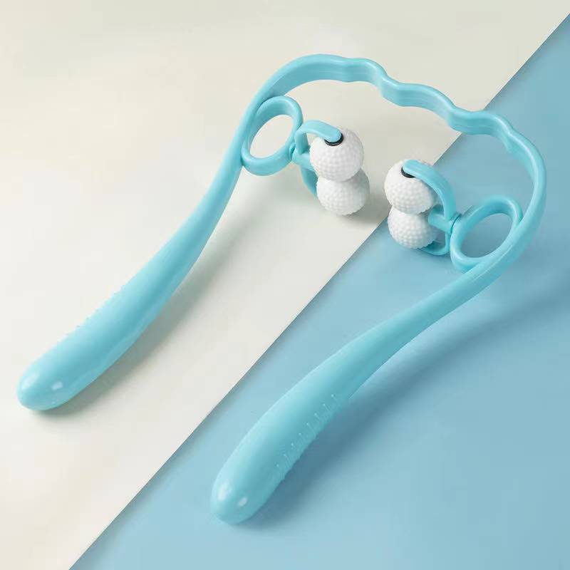 Massaggiatore multifunzione per collo terapia spalla/corpo 4/2 grilletto punto rullo strumento di auto-massaggio allevia la pressione della mano massaggio profondo: 4 Balls-blu