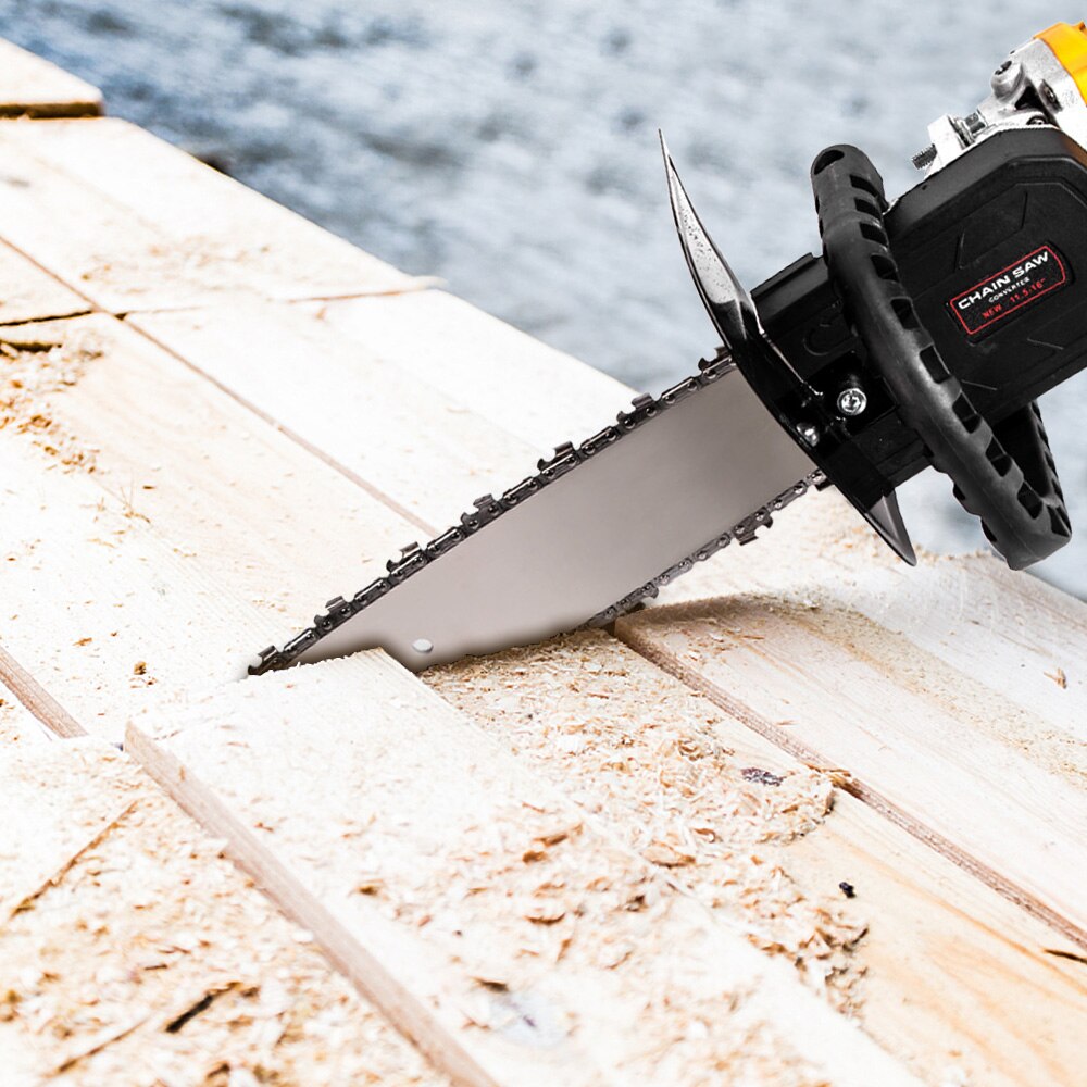 Meuleuse d&#39;angle de scie à chaîne électrique 12 pouces, convertisseur adaptateur de bricolage, interrupteur de tronçonneuse sans fil avec ensemble de supports pour le travail du bois