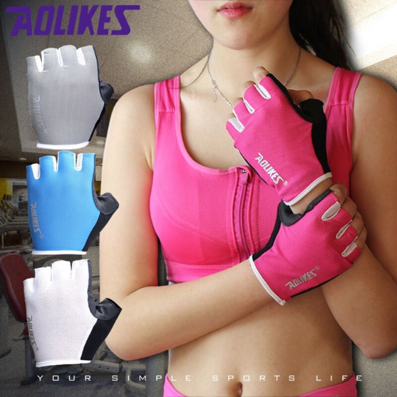 Summer men and women fitness gloves gym weightlifting cycling bodybuilding training thin breathable non-slip half finger gloves