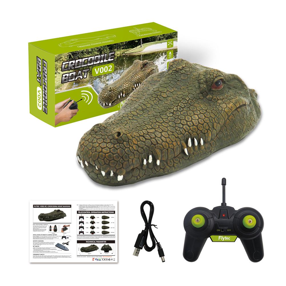 Flytec 2.4GHz RC Boat Toy Simulation Crocodile Head Interesting Water Floating Remote Control boat Toys In Stock: Flytec V002 Green