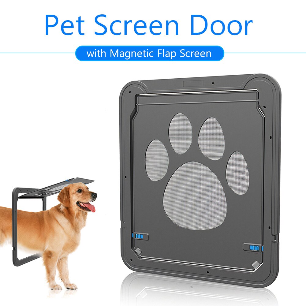 Multifunction Pet Magnetic Door For Dog Abs And Nylon Net Pet Screen Door Automatic Lockable Flap Screen Door For Dogs