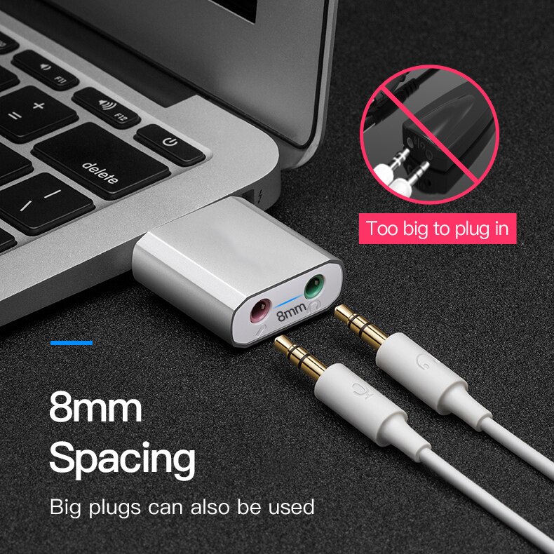 Kebidu Usb Geluidskaart Usb Audio-Interface Hoofdtelefoon Adapter Geluidskaart Voor Mic Speaker Laptop PS4 Computer Externe Geluidskaart