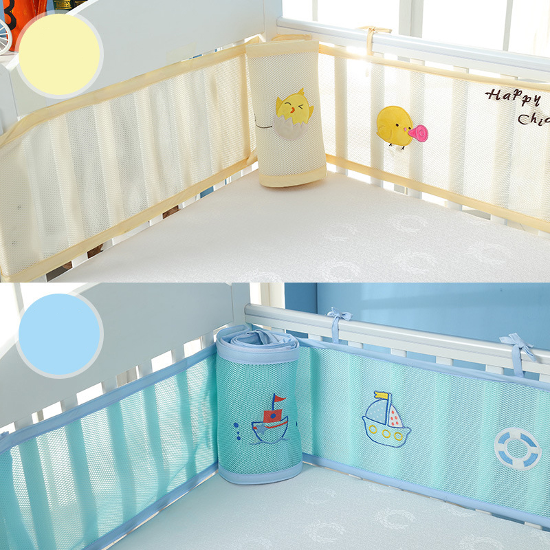 Ademend Mesh Zomer Baby Beddengoed Bumper Anti-Collision Crib Liner Afneembare Baby Bed Set Bed Rond Protector Veiligheid Rail