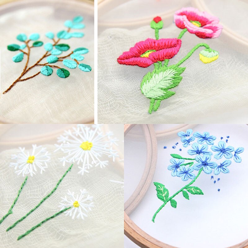 Kit de iniciación de bordado estampado para principiantes, Kit de pintura de flores artesanal, punto de cruz, productos no terminados, Kits de Material