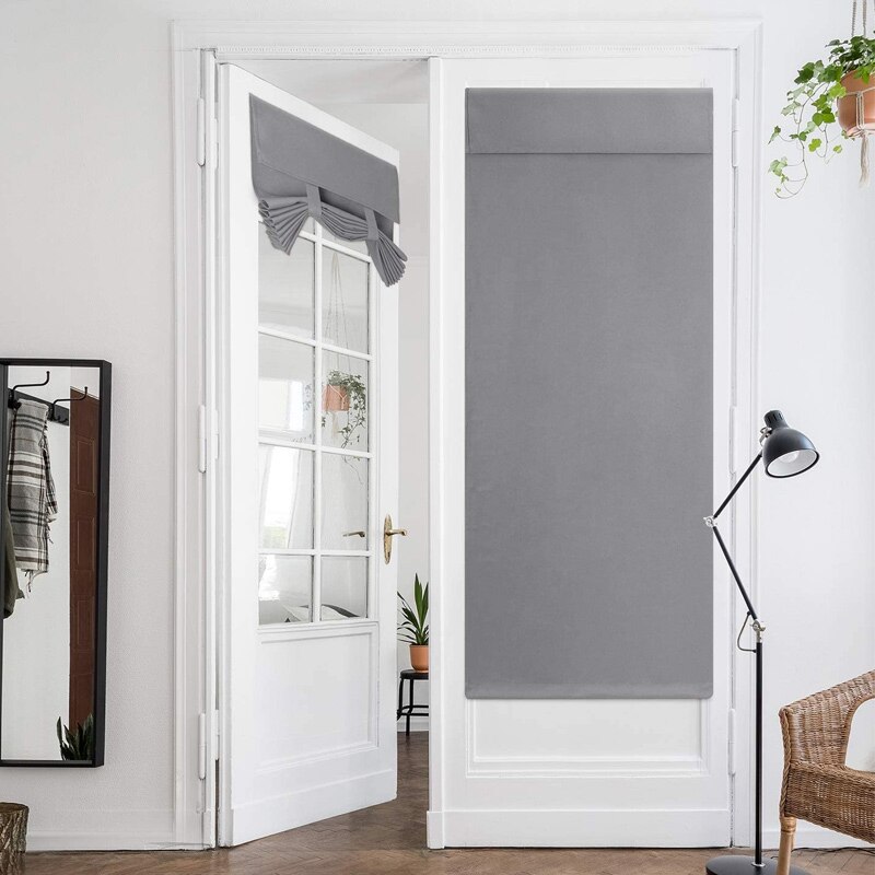 1PCS high-grade soundproof and high shading French door curtains without perforation Velcro curtains S7