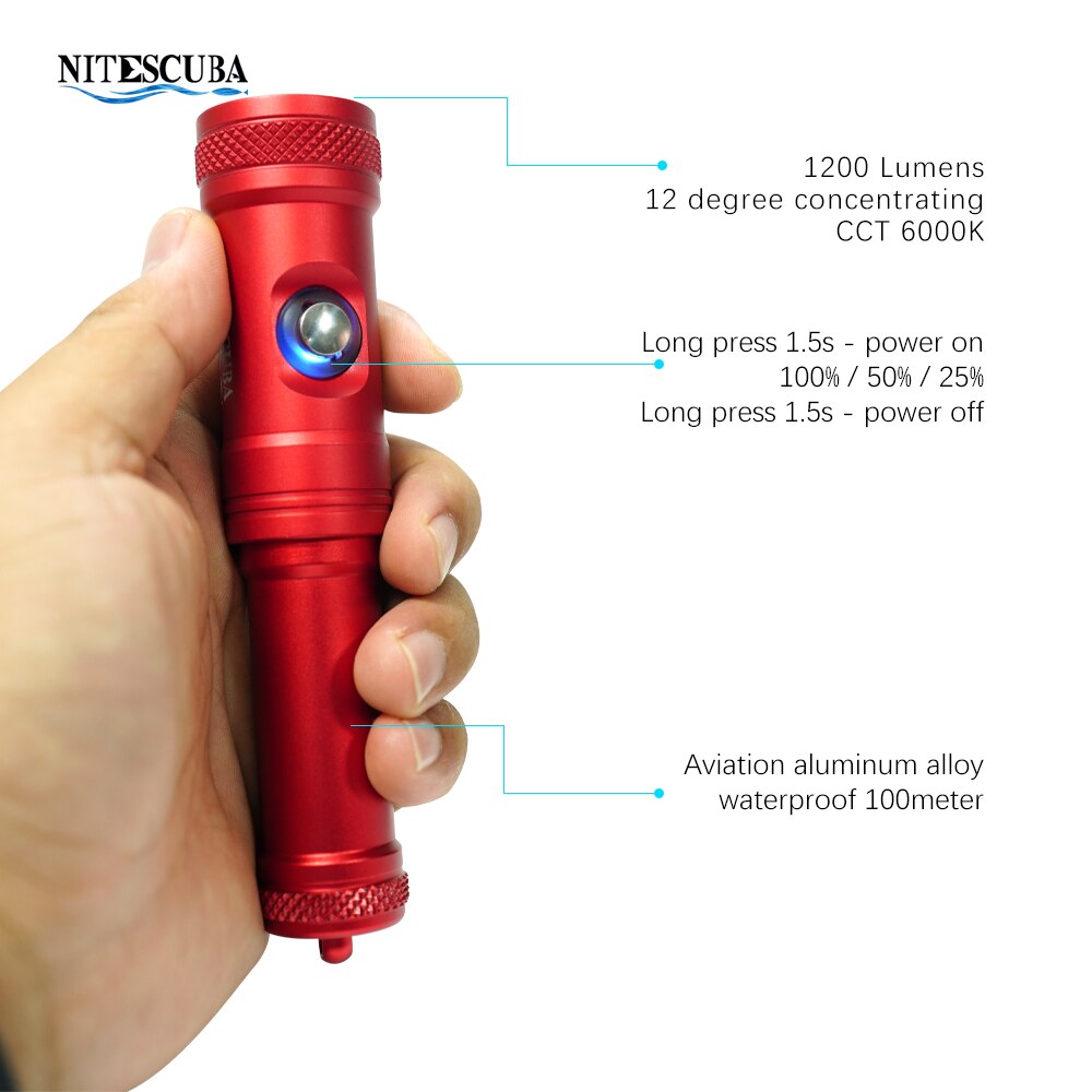 Nitescuba S12 Tauchen Taschenlampe 1200 Lumen Tauchen Taschenlampe Wasserdichte bewertung Lampe 100m nacht Unterwasser Mit 18650 Batterie
