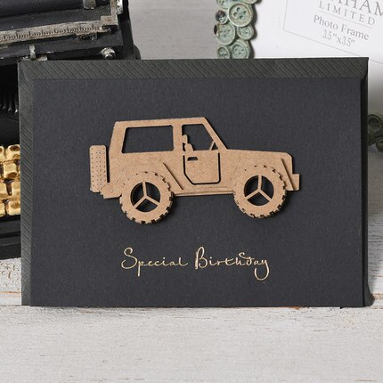 Vintage Kleine Kaart Uitnodiging Kids Party Verjaardagskaart Dad Vaderdag Mini Card: Car