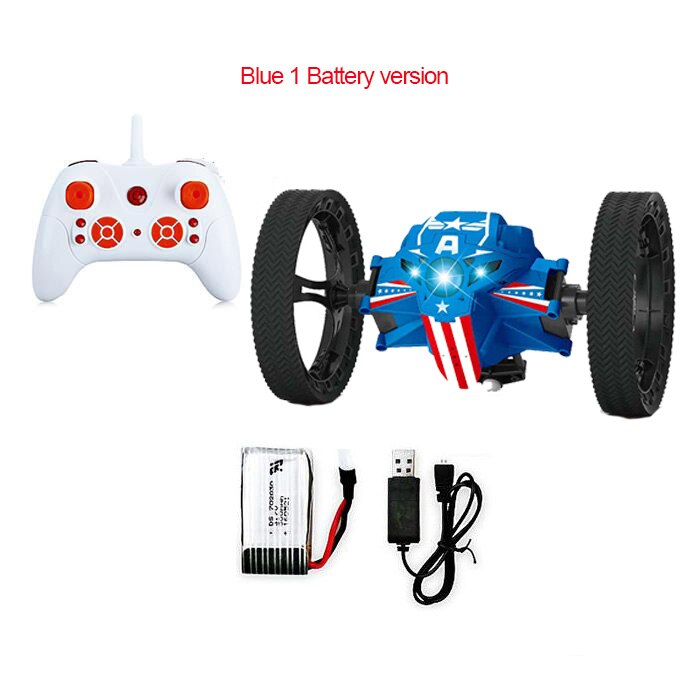 2.4G Remote Control Toys RC Car Bounce Car Jumping Car with Flexible Wheels Rotation LED Night Light RC Robot Car VS SJ88: 803-Blue1B