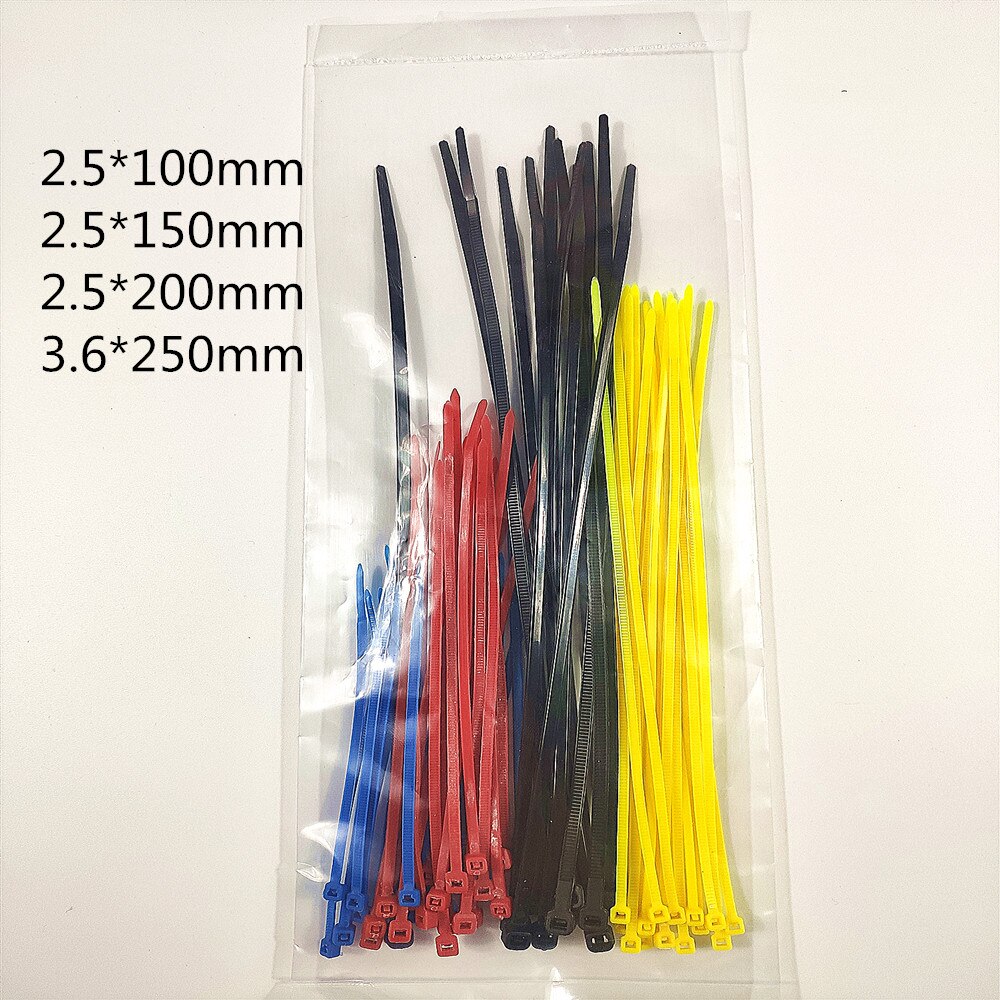 CCZDSL 2.5*100mm 2.5*150mm 2.5*200mm 3.6*250mm zelfsluitende nylon Zip Tie Plastic Cable Zip Tie Set 4 Kleur Nylon Kabelbinder