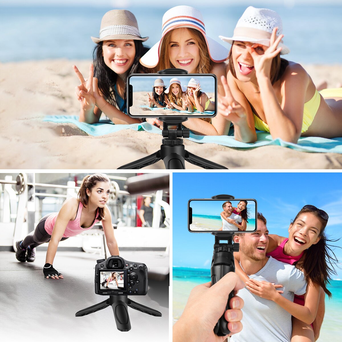 Universal Mini Tripod Stand 1/4'' For DJI OSMO Mobile 2 Feiyu Vimbal 2 Smartphone Action Camera Holder with Phone Clip Monopod