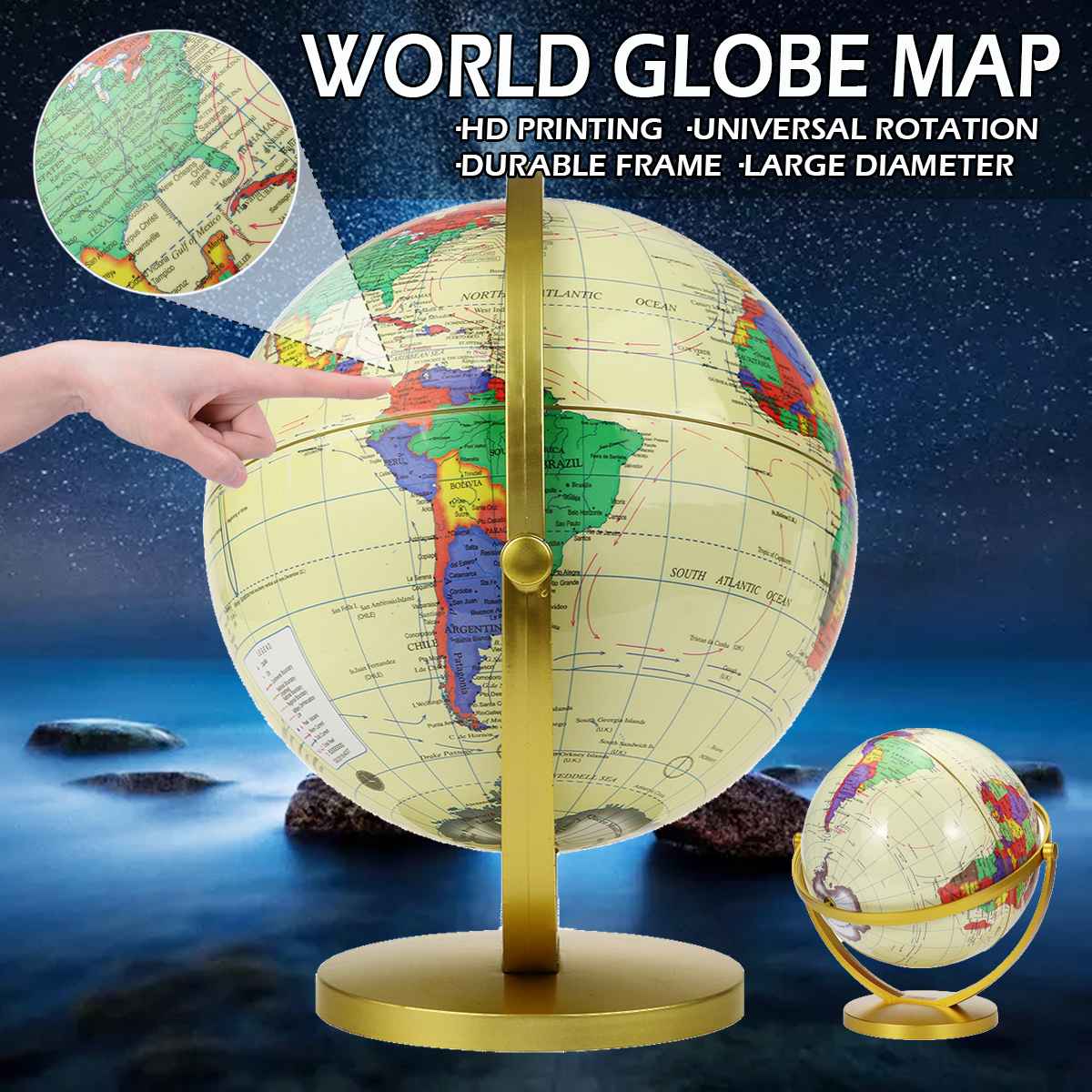25Cm Grote Wereld Aarde Globe Kaart Geografie Educatief Speelgoed Met Stand Home Office Ideaal Miniaturen Kantoor Gadgets