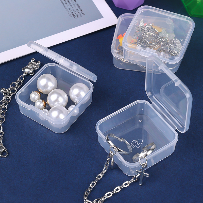 Mini Small Boxes Square Transparent Plastic Box Jewelry Storage Case Finishing Container Packaging Storage Box for Earrings