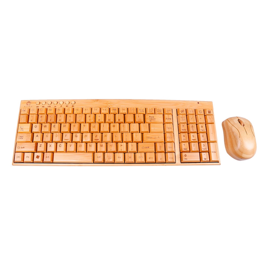 2.4G Wireless Keyboard And Mouse Handmade Bamboo Wireless Keyboard And Mouse Set Combo Combos Keyboard Mice For PC Laptop