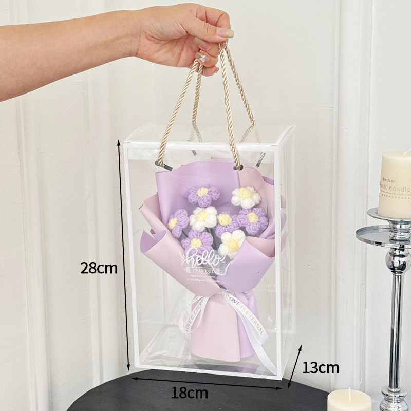 Ramo de margaritas de flores tejidas de ganchillo, del Día de la madre, flores artificiales, decoración del banquete de boda, decoración de ramo tejido DIY: Gris oscuro