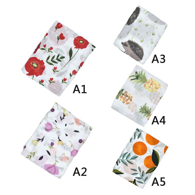 120*120cm cobertor do bebê algodão flor fruta impressão cobertor do bebê macio envoltório babys recém-nascido cobertor 2 camadas da criança swaddling