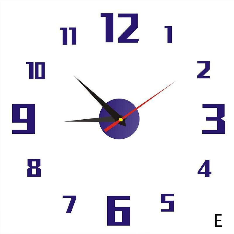 3D Wall Clock Large Acrylic Mirror Clocks Stickers Living Room Accessories Decorative House Clock On The Wall Decoration: E