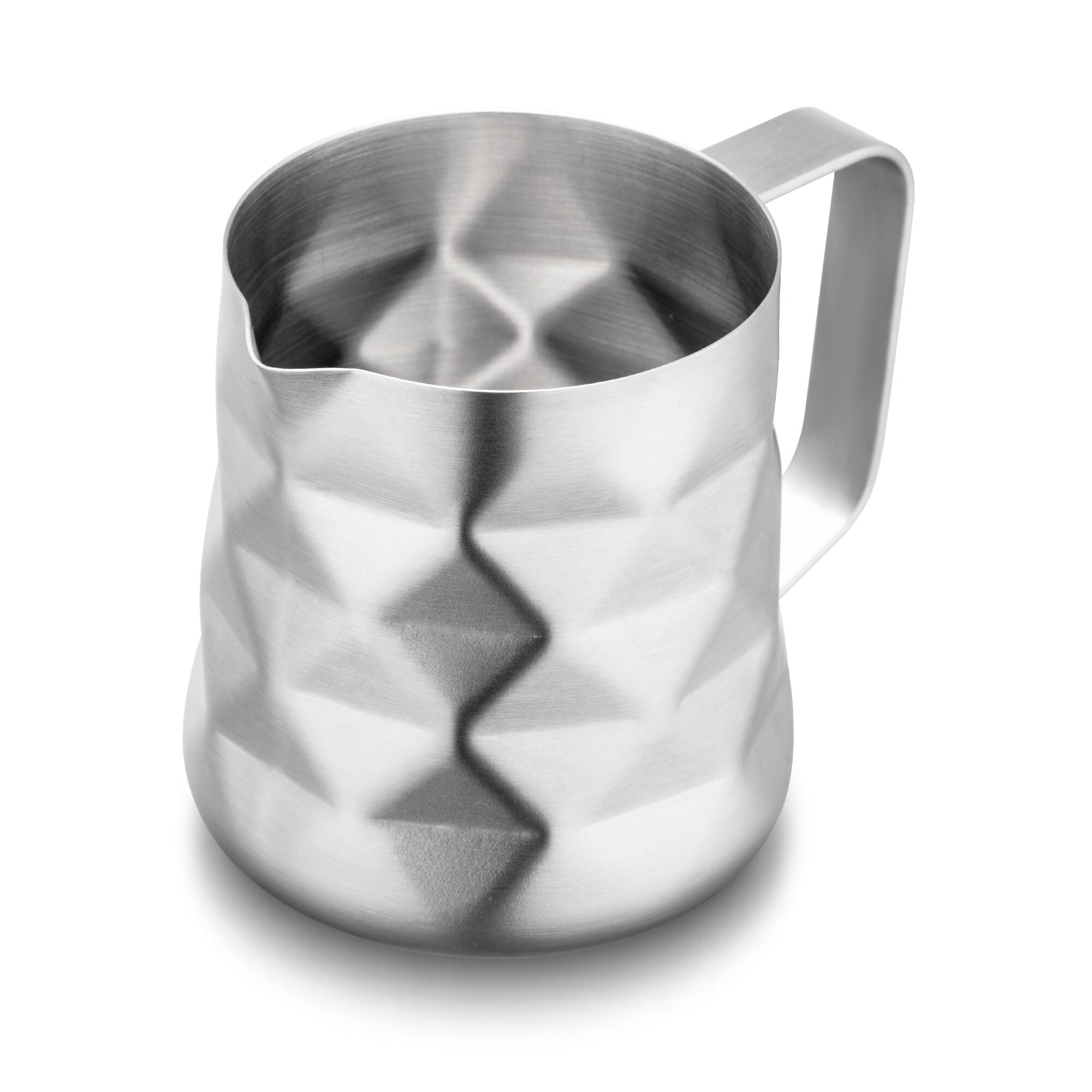 Roestvrijstalen prismatische melkopschuimkan, melkkan, espresso koffie, barista, ambachtelijke latte, cappuccino, roombekermaker