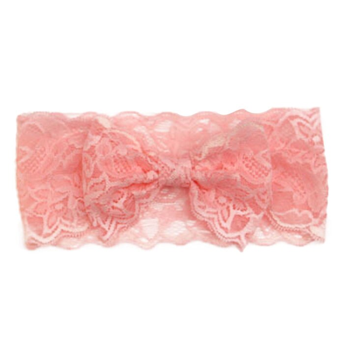 neue Mädchen Spitze Großen Bogen Haar Band Baby Kopf Wrap Band Zubehör Baby Lacos Elastische: pink