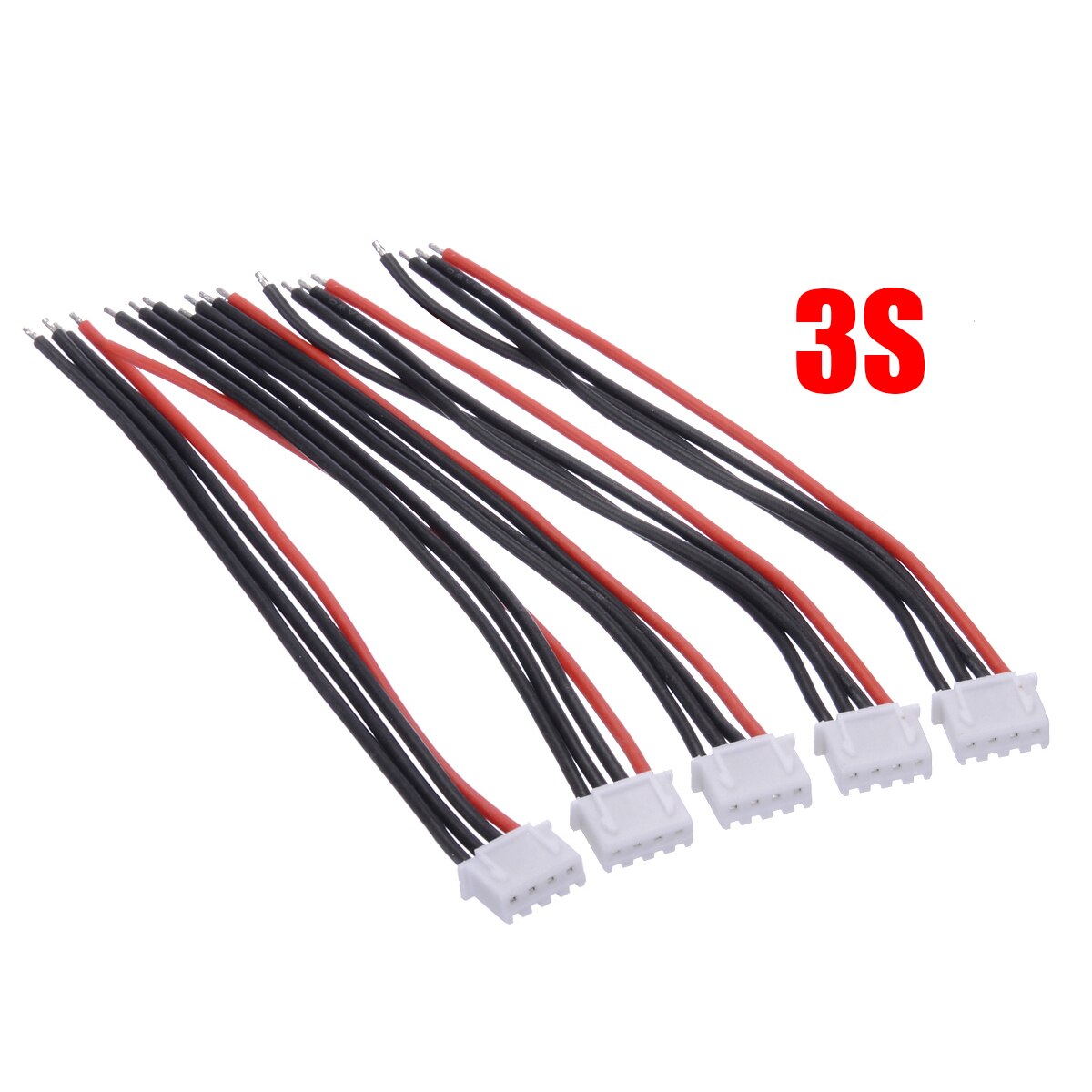 5Pcs/set 2S 3S 4S 5S 6S LiPo Battery Balance Charger Silicone Cable Wire JST-XH Connector Balancer Cable: 3S